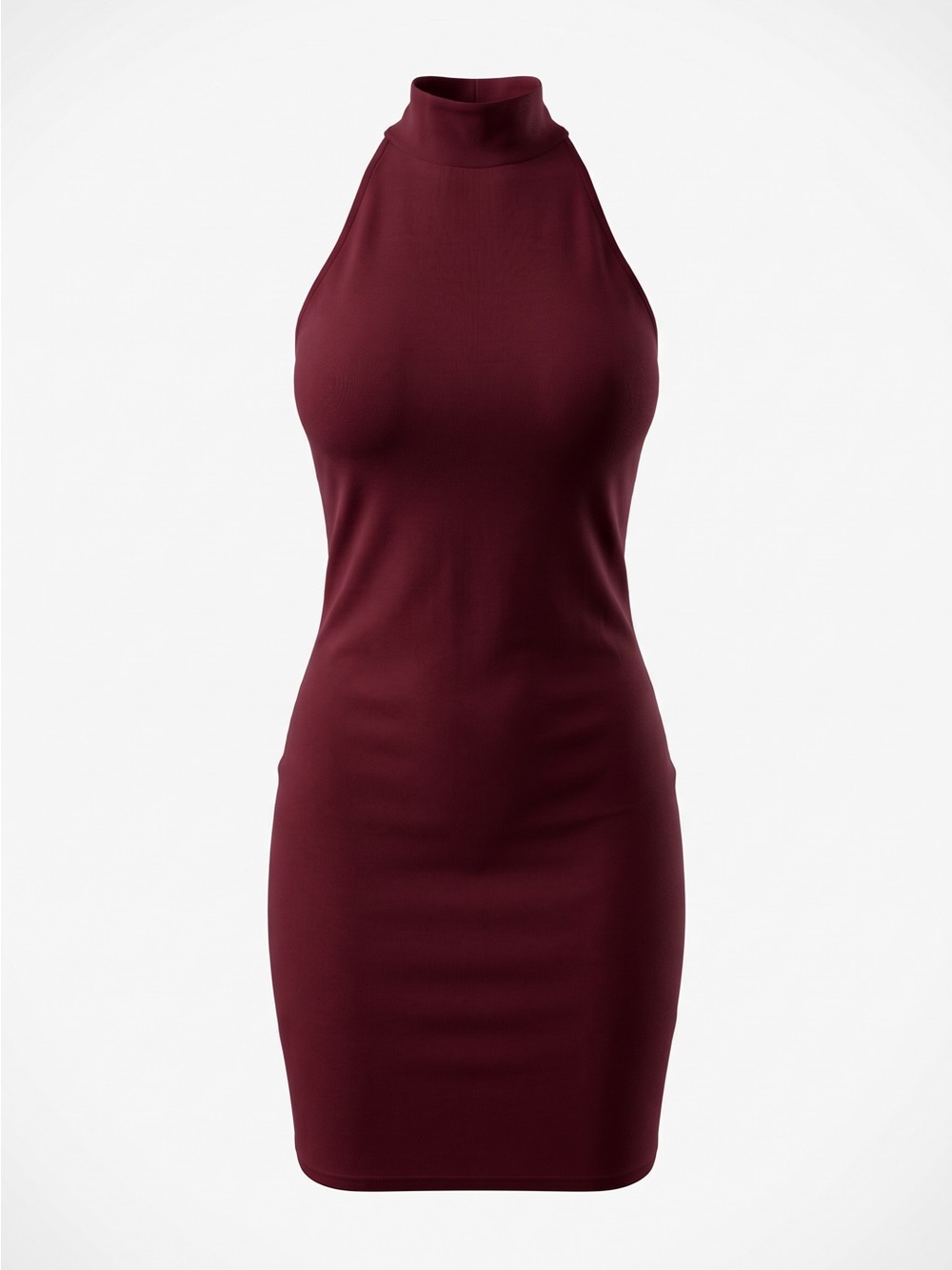Source Unknown Sleeveless Mock Neck Bodycon Midi Dress - Wine